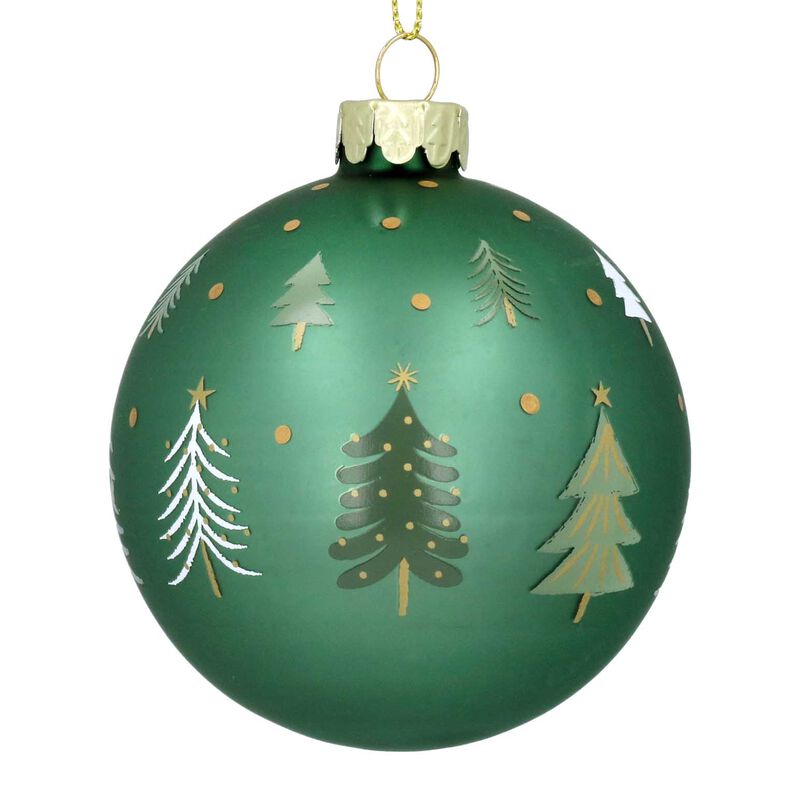 Gisela Graham Matt Green Glass Ball W Trees image number 0