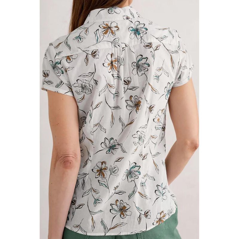 Seasalt Cornwall Rushmaker Shirt Linework Floral Chalk image number 1