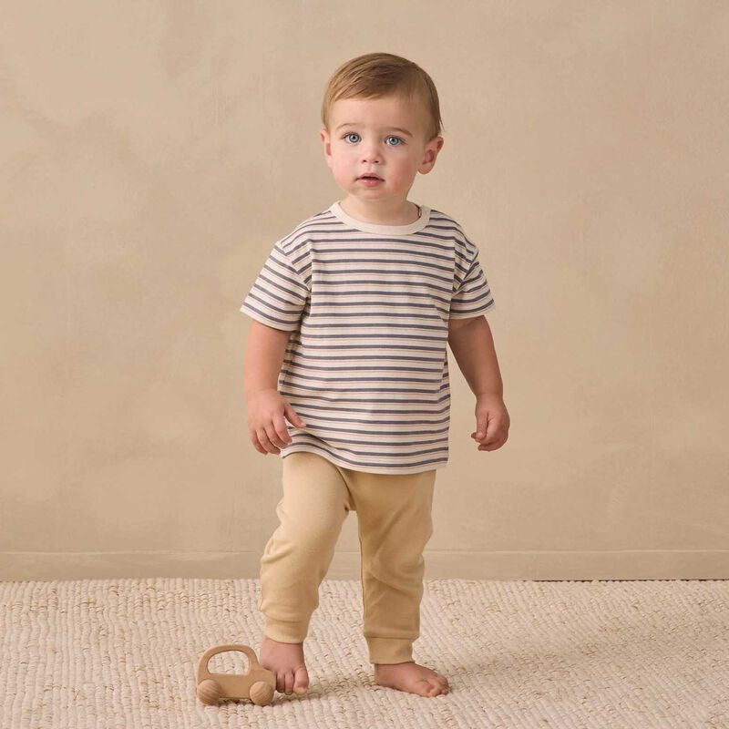 Quincy Mae Boxy Tee Vintage Stripe 6-24M image number 1
