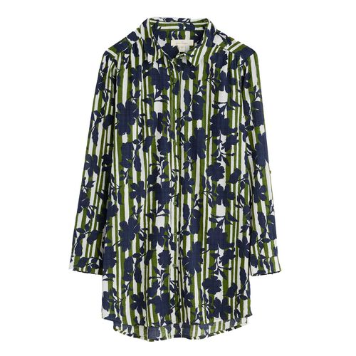 Seasalt Cornwall Wren Flutter Shirt Camellia Stripe Forest Green