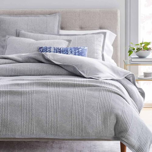 West Elm Jersey Linear Duvet Cover Heather
