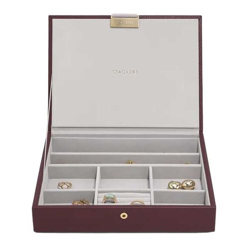 Stackers Classic Lidded Jewellery Box - Burgundy