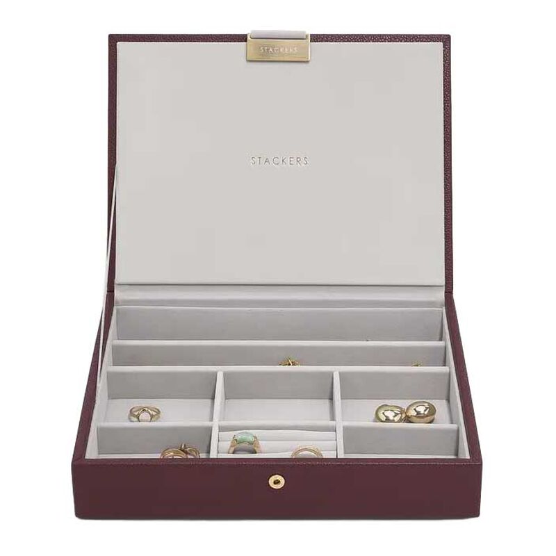 Stackers Classic Lidded Jewellery Box - Burgundy image number 0