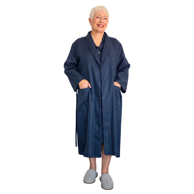 MM Linen Navy Linen Robe image number 0