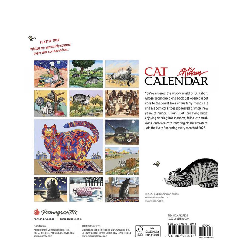 Pomegranate B Kliban Catcalendar Mini Wall Calendar 2027 image number 2