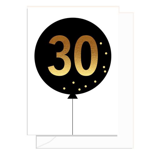 Elm Paper 30th Black Balloon Card