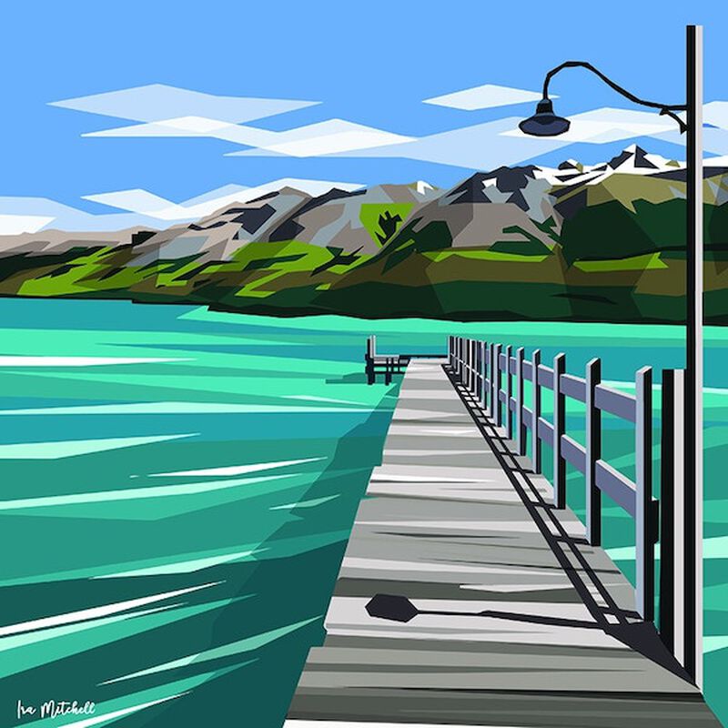 Ira Mitchell Glenorchy Wharf Matted Print image number 0