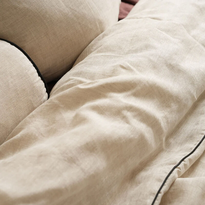 Home Lab 100% French Flax Linen Piped Duvet Set image number 1