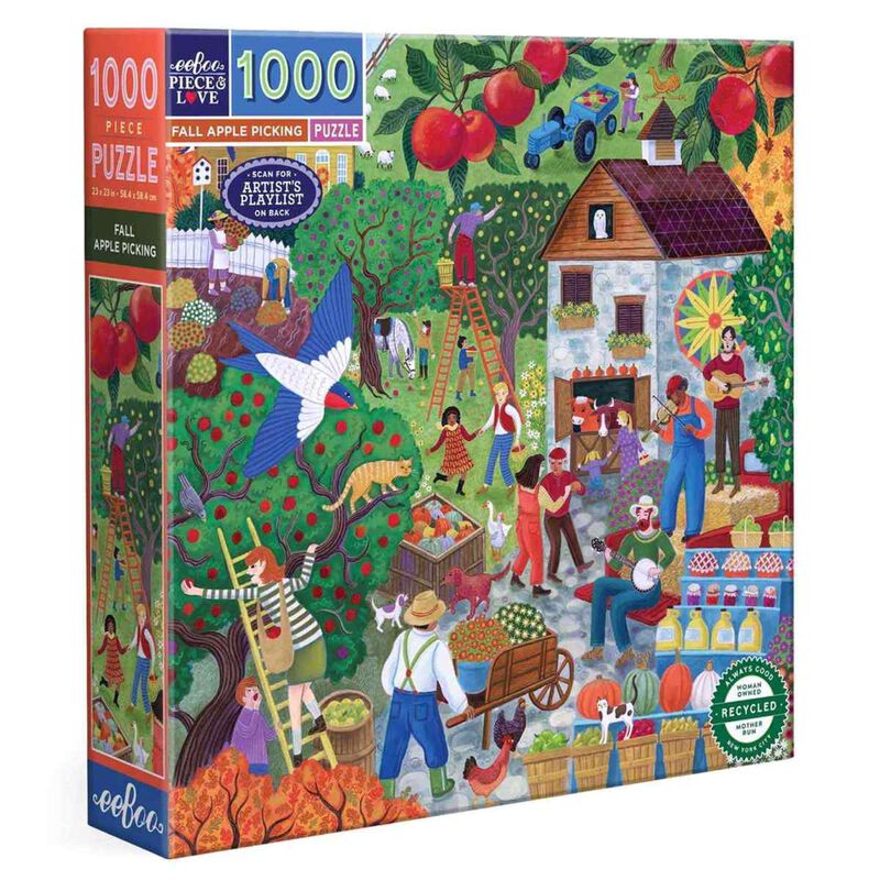 eeboo Fall Apple Picking Square 1000 Piece Puzzle image number 0