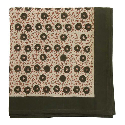 French Country Odette Handblock Cotton Tablecloth