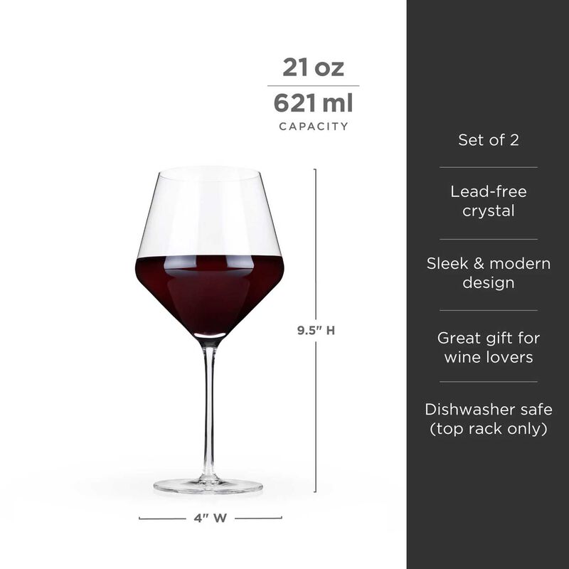 Viski Raye Crystal Burgundy Glasses Set Of 2 image number 2