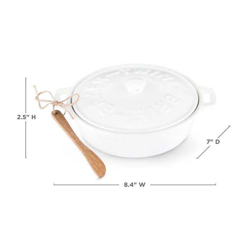 Twine Rustic Farmhouse: Ceramic Brie Baker & Acacia Wood Spreader image number 3