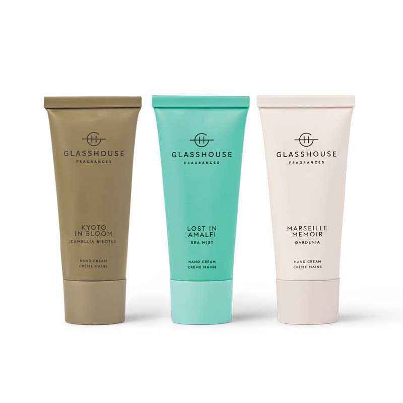 Glasshouse Fragrances Hand Cream Trio 3X 30ml - Kyoto, Amalfi, Marseille image number 1