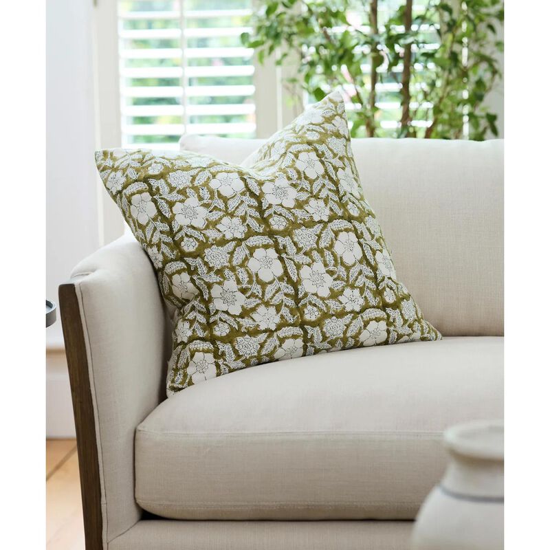 French Country Salta Floral Chartreuse Cushion Cover image number 1