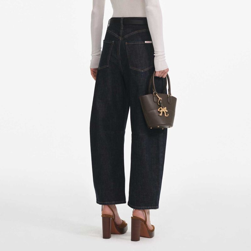 Self Portrait Indigo Barrel Leg Jeans image number 1