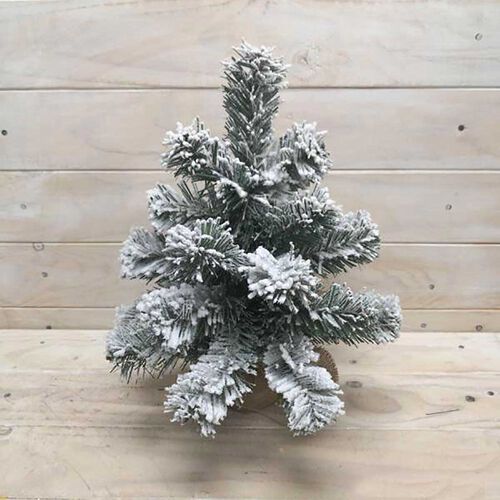 Snowy Pine Tree With Burlap 12"