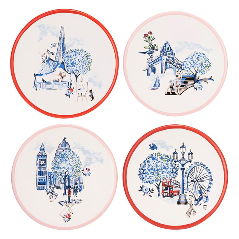 Cath Kidston London Ceramic Coasters In Holder image number 1