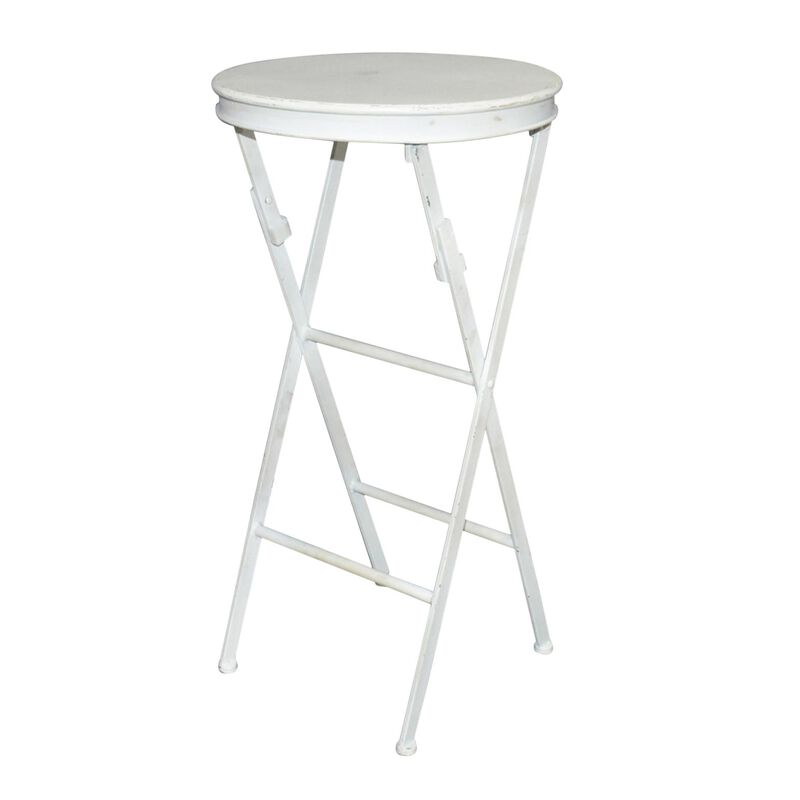 French Country Folding Side Table Tall White image number 0