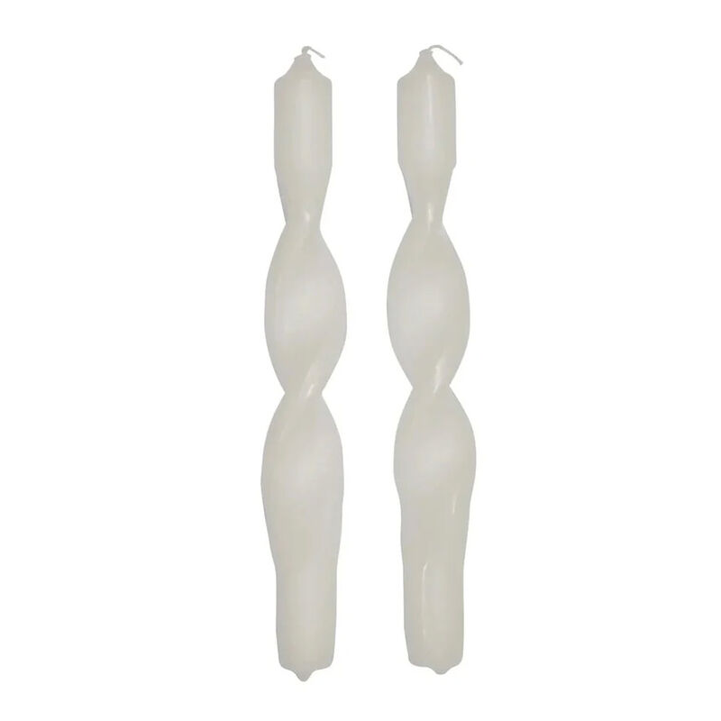 Broste Candle Twist Giftboxed Set Of 2 - Glossy Pure White image number 0