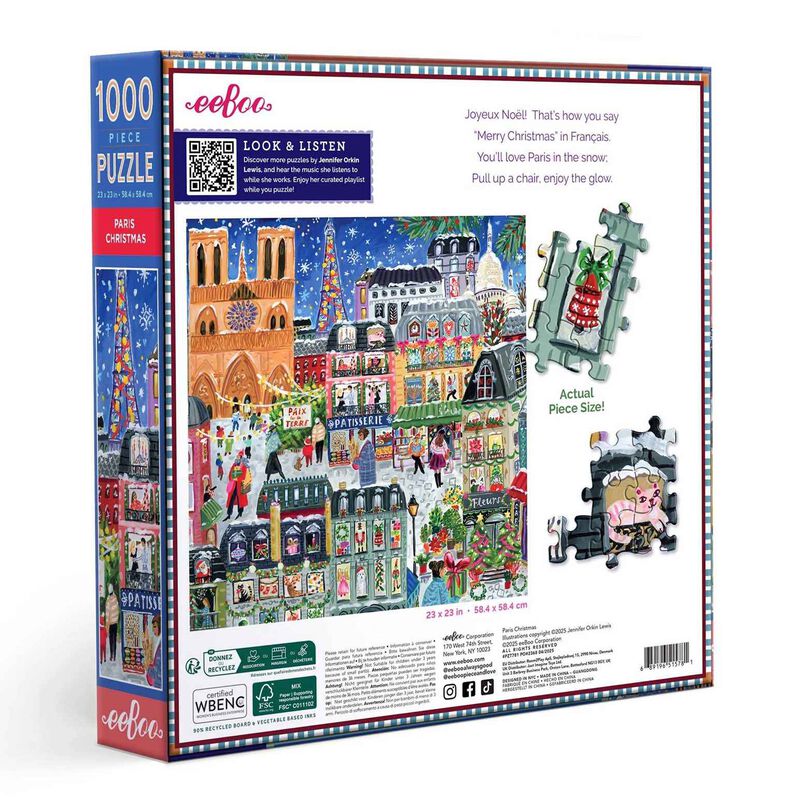 eeboo Paris Christmas Square 1000 Piece Puzzle image number 2