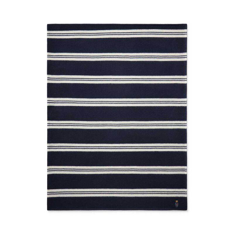 Polo Ralph Lauren Polo Bear Striped Half Blanket - Navy image number 2