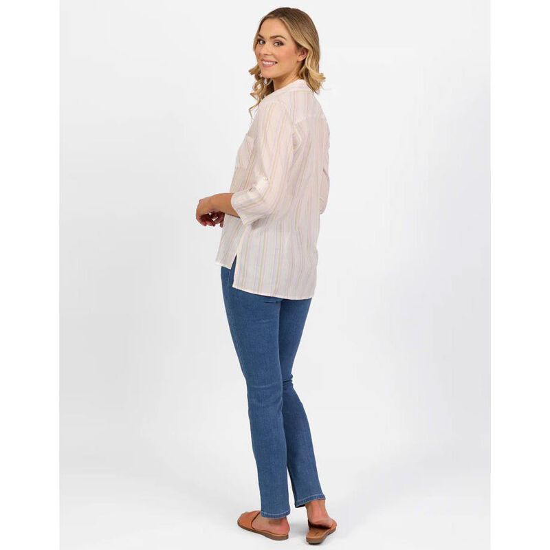 Vassalli Button Front Shirt With Tab Sleeve image number 5