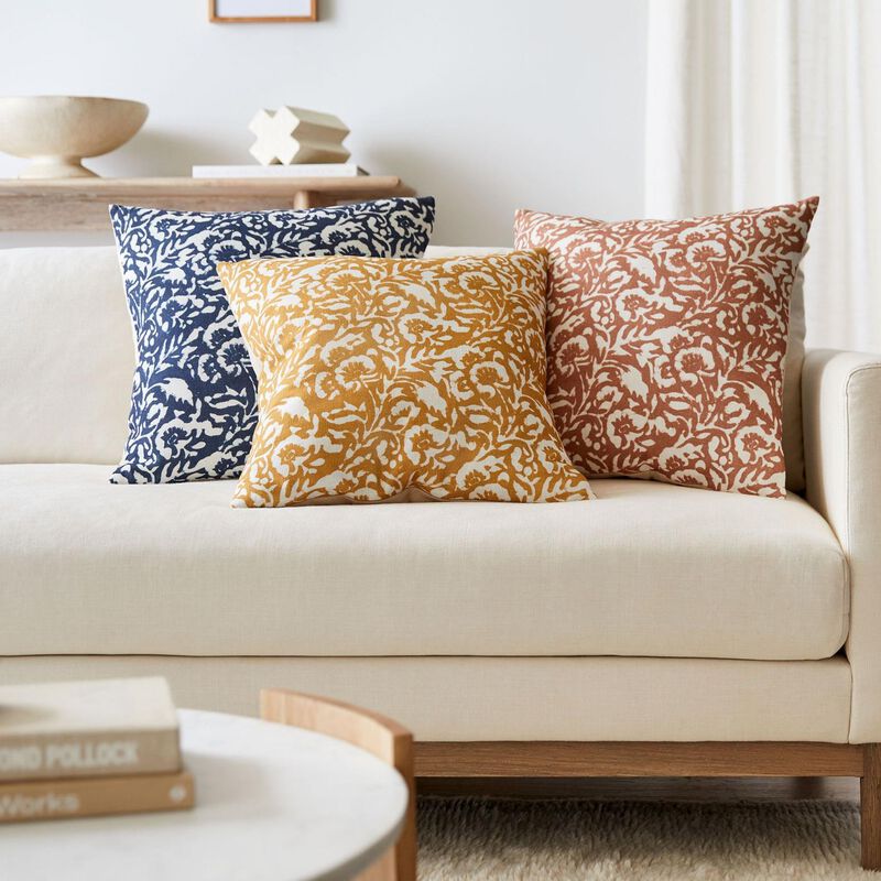 West Elm Batik Floral Cushion Cover 51cm Terracotta image number 2