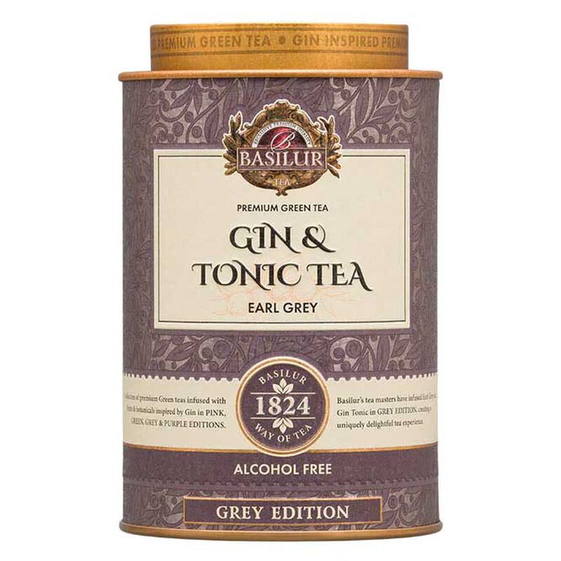 Basilur Gin & Tonic Tea, Grey Edition Tin - Loose Leaf Green Tea 75g image number 0