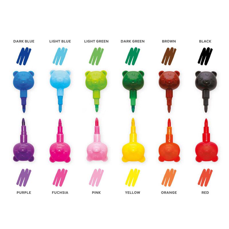 Legami 12 Stackable Crayons - Teddy Bear Dream in Colour image number 1