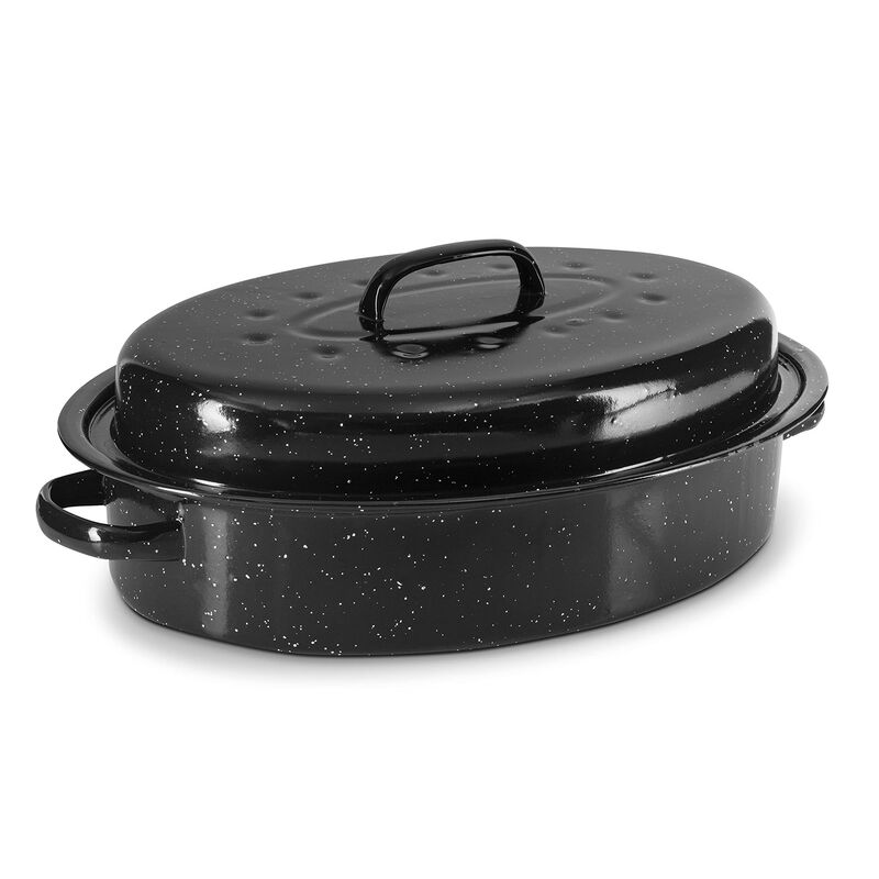 Di Antonio Oval Covered Roaster Enamel On Carbon Steel Black 4L image number 0