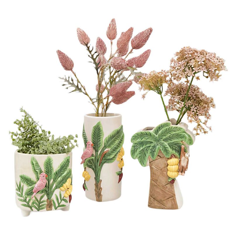 Urban Products Jungle Tree Vase Beige & Green 22cm image number 2