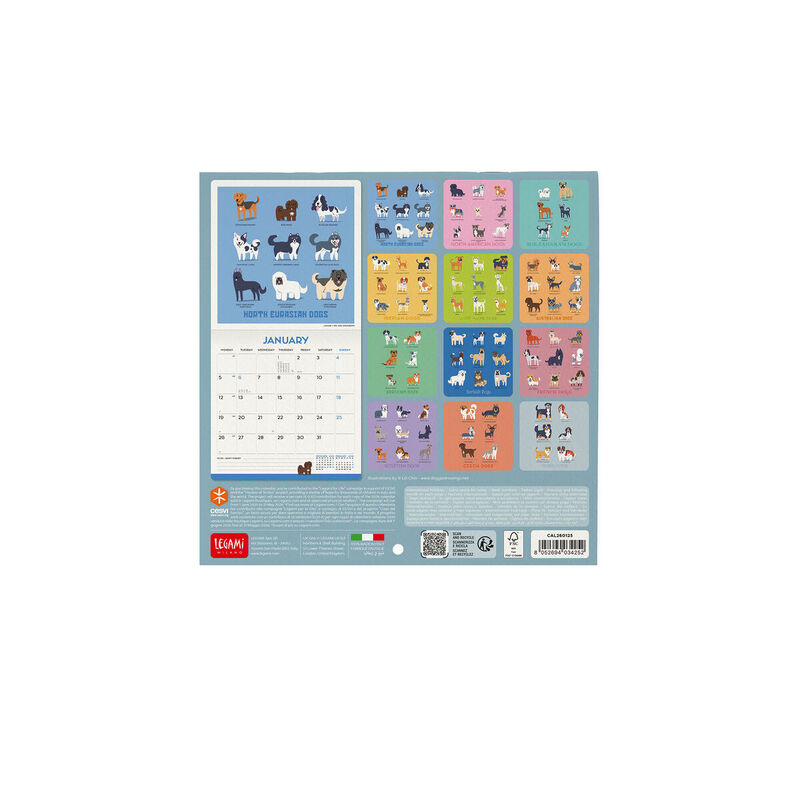 Legami Dogs Of The World 2026 Wall Calendar 18x18cm image number 2