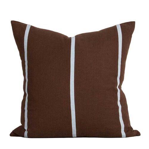 Baya Otis Cushion With Feather Inner 55x55cm - Chocolate/Sky