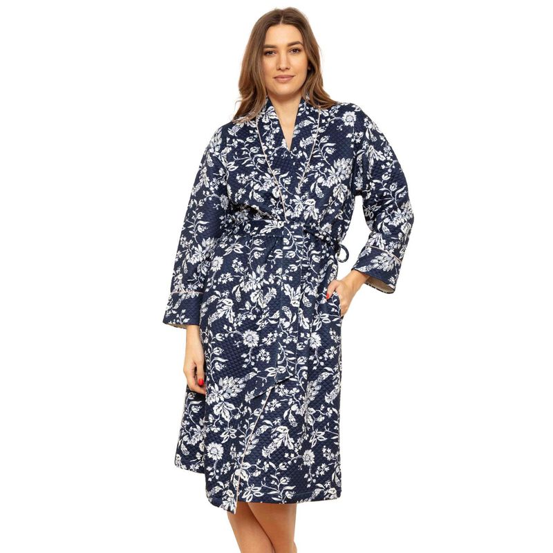 Cottonreal Midnight Fern Cotton Quilted Grace Shawl Robe image number 0