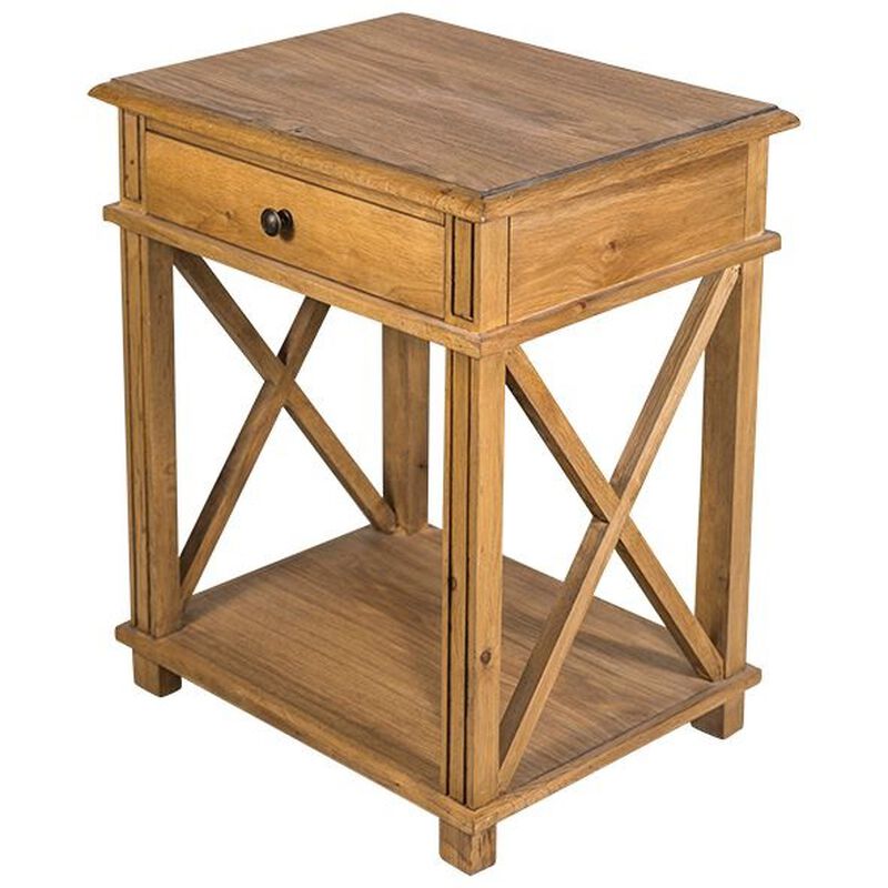 French Country Villa Oak Bedside Table image number 0