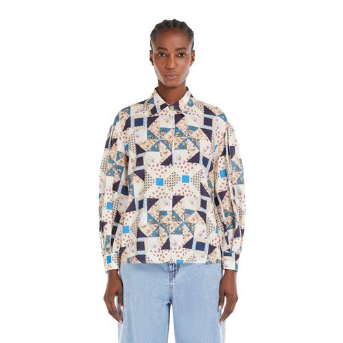 Weekend Max Mara Mescal Cotton Satin Patchwork Shirt