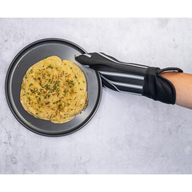 Cuisena Silicone Single Oven Glove Black/White Stripe image number 1