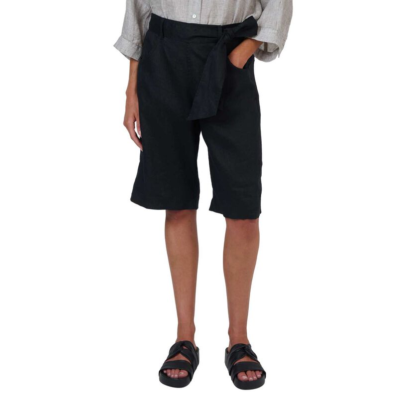 Naturals By O & J Black Linen Shorts image number 0