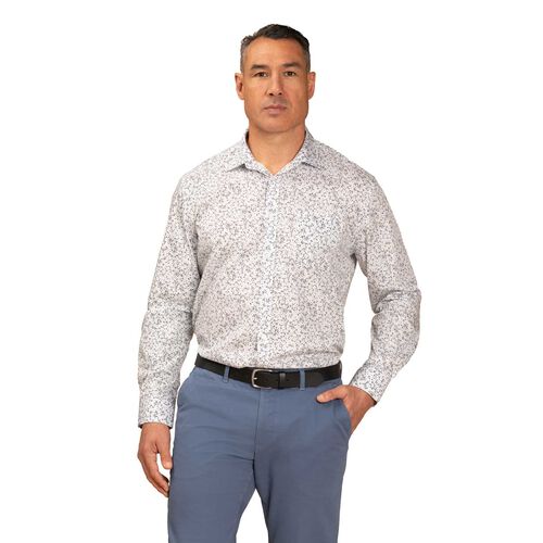 Rembrandt Sinatra White & Blue Floral Print Shirt