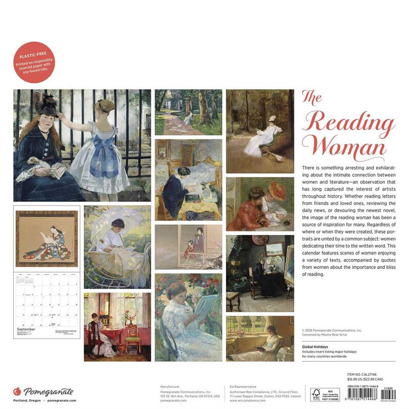 Pomegranate The Reading Woman Wall Calendar 2027 image number 2