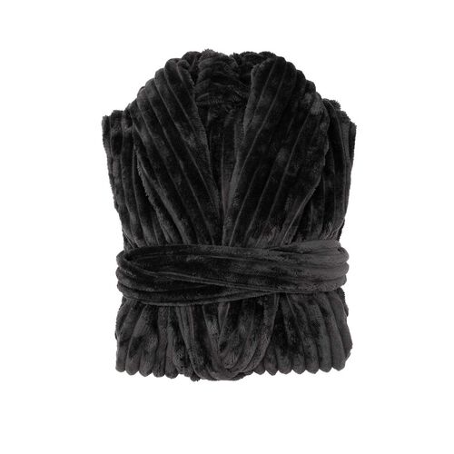 Bambury Channel Fleece Robe Charcoal