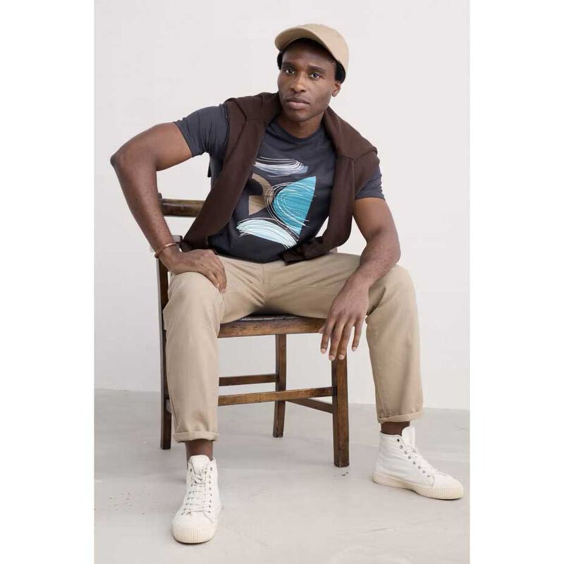 Seasalt Cornwall Mens Midwatch T-Shirt Land Shapes Inkwell image number 3