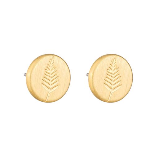 Little Taonga Round Fern Stud Earrings - Gold