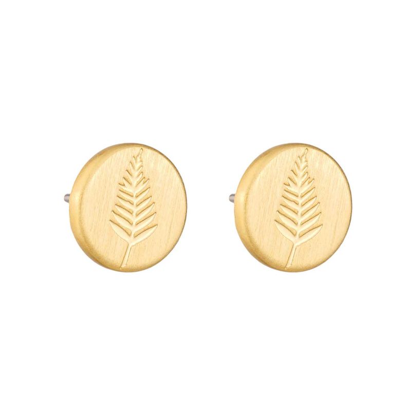 Little Taonga Round Fern Stud Earrings - Gold image number 0