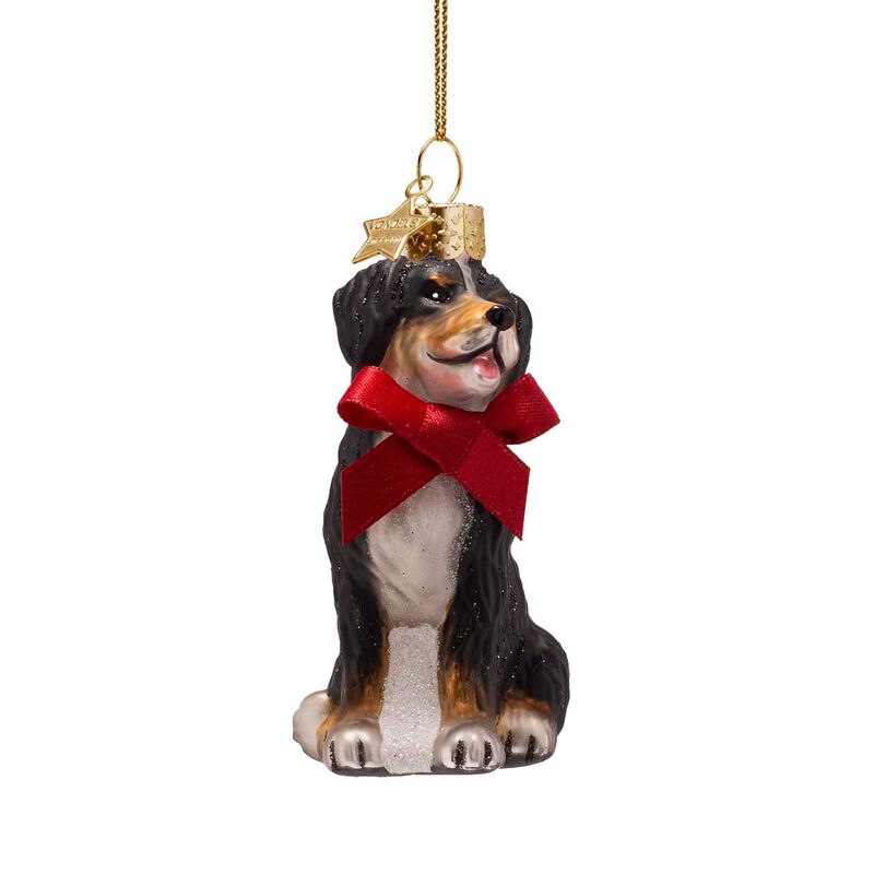 Vondels Bernese Mountain Dog w Bow Glass Ornament H9cm image number 0