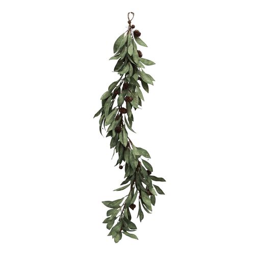 French Country Eucalyptus & Brown Wood Berry Garland Small