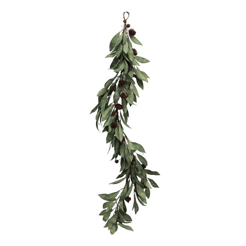 French Country Eucalyptus & Brown Wood Berry Garland Small image number 0
