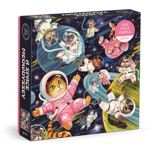Galison Lucia Baertl A Space Meowdyssey 500 Piece Puzzle