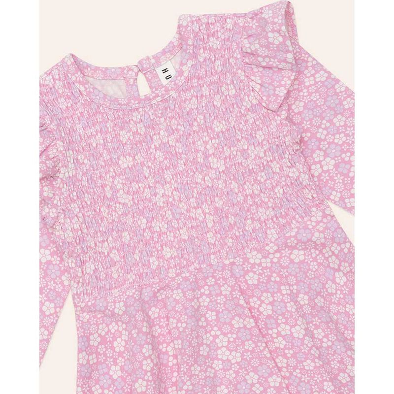 Huxbaby Ditsy Floral Shirred Long Sleeve Dress 1-2Y image number 2