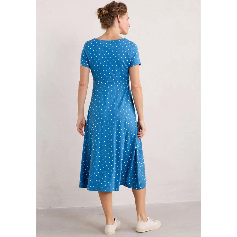 Seasalt Cornwall Secret Cove Dress Little Sponge Spot Sailboats image number 1